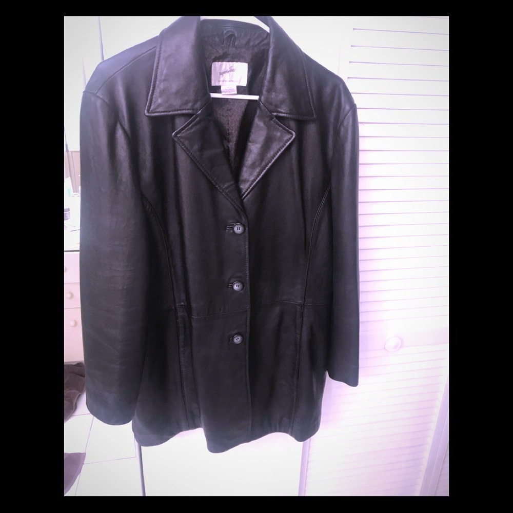 Leather lambskin car length coat